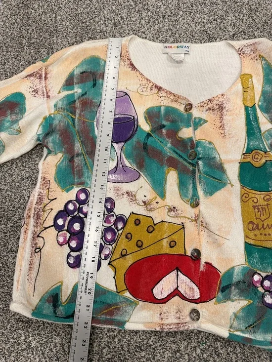 Vintage Kolorway Rare Hand Painted Wine Motif Size 1(L/XL) Artsy Unique - Picture 7 of 8